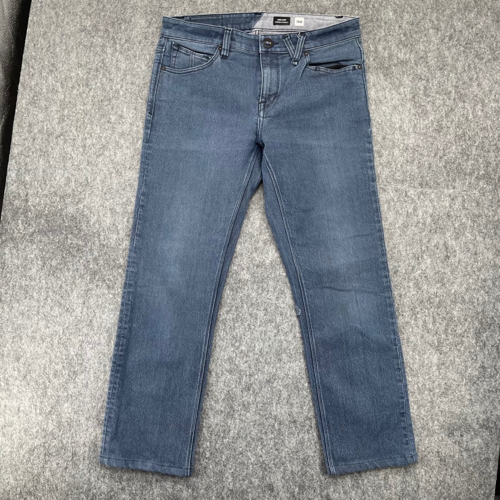 Volcom Solver Modern Straight Jeans Mens 32 Blue Denim Pants Skateboard Wear